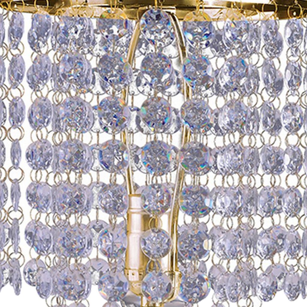 Metal Stalk Design Table Lamp with Hanging Crystals Shade, Gold - View 4