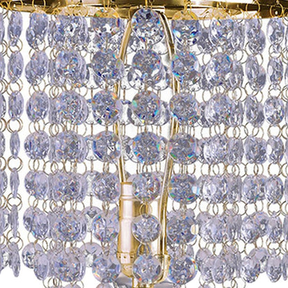 Metal Stalk Design Table Lamp with Hanging Crystals Shade, Gold - View 4