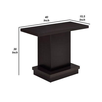 Contemporary Sofa Table With Pedestal Base, Cappuccino Brown - View 6