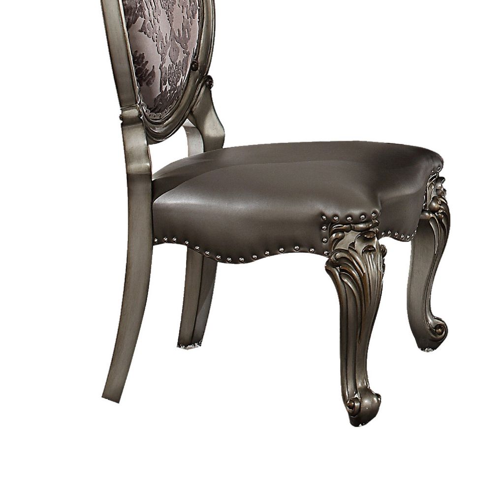 Dining Chair, Vegan Leather, Cabriole Legs, Set of 2, Silver - View 5