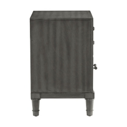 Ceila 27 Inch Classic 2 Drawer Nightstand, Round Tapered Legs, Gray Finish - View 3