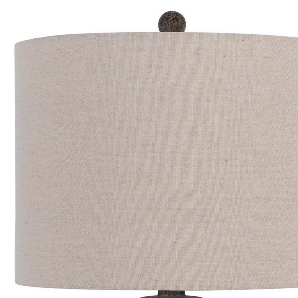 31 Inch Accent Table Lamp, Resin Turned Base, Set of 2, Beige, Gray - View 3