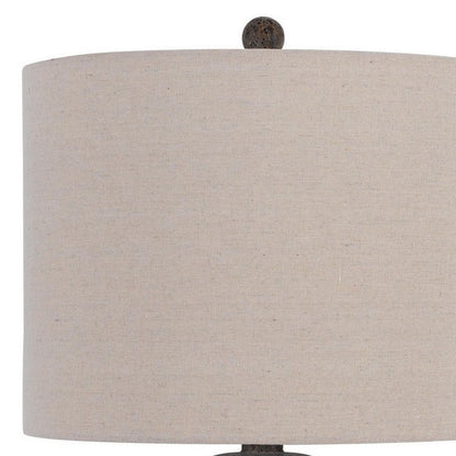 31 Inch Accent Table Lamp, Resin Turned Base, Set of 2, Beige, Gray - View 3