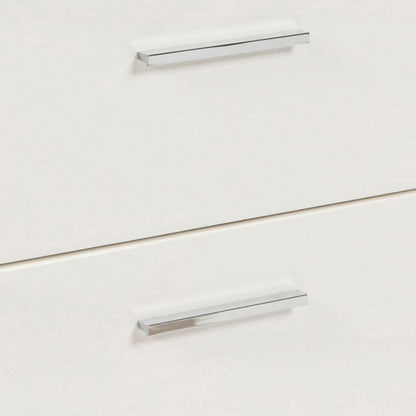 2 Drawer Wooden Nightstand with Metal Base and Bar Handles, White - View 3