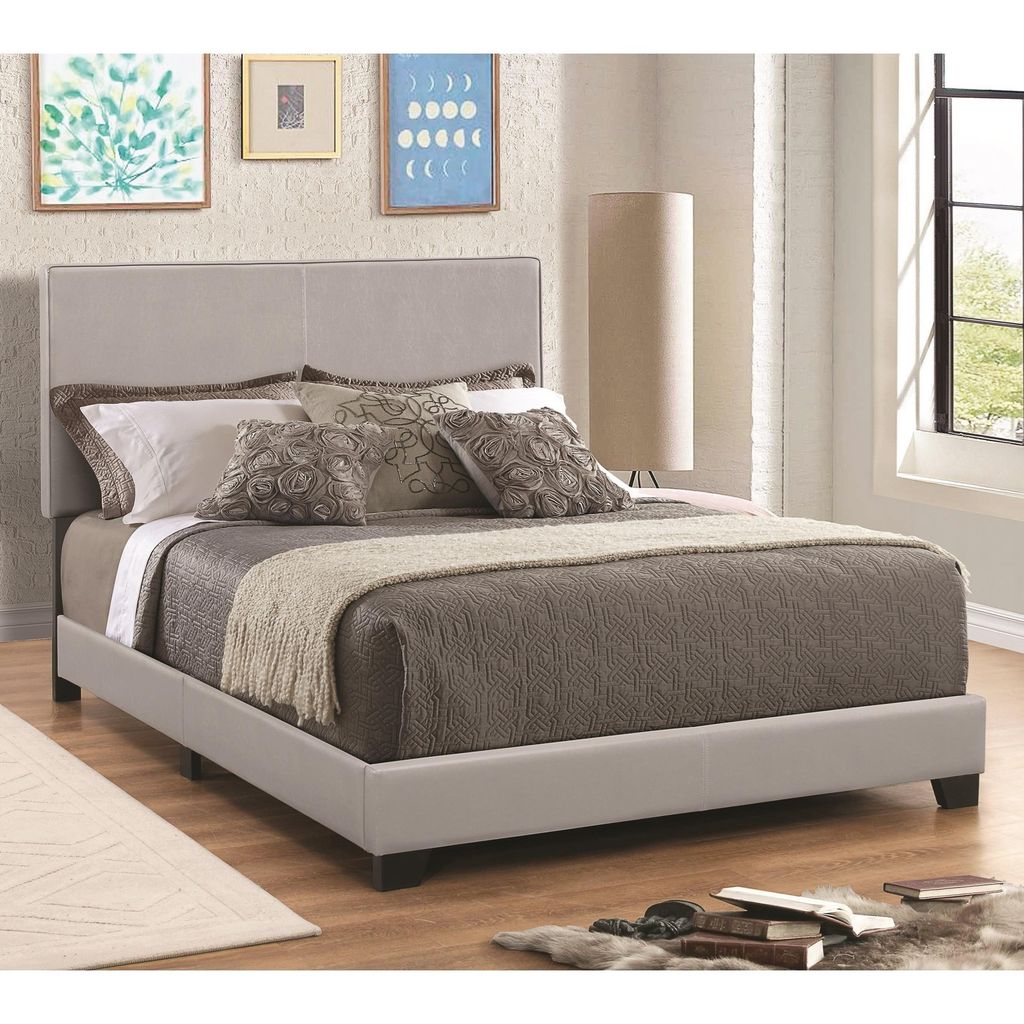 Leather Upholstered Platform Bed – Grey