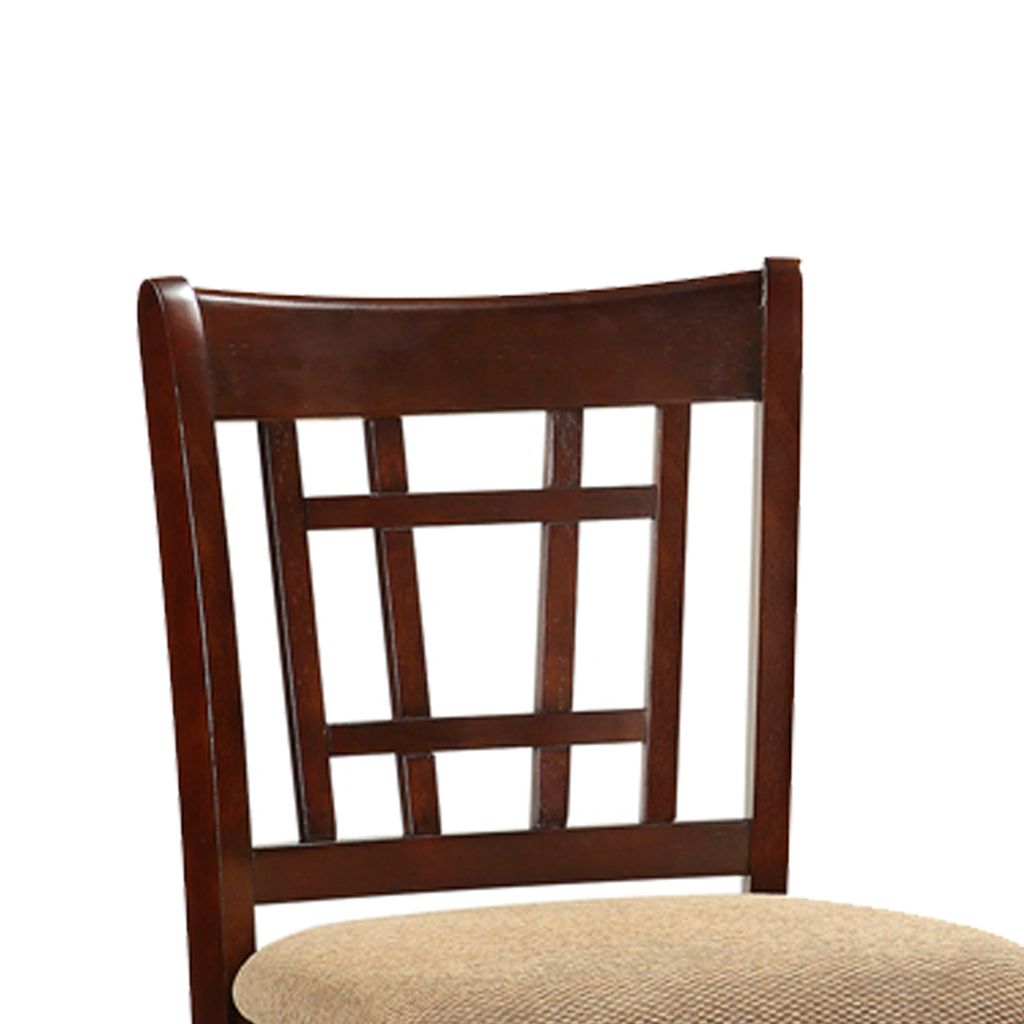 Wooden Counter Height Chair, Dark Brown & Cream, Set of 2 - View 2