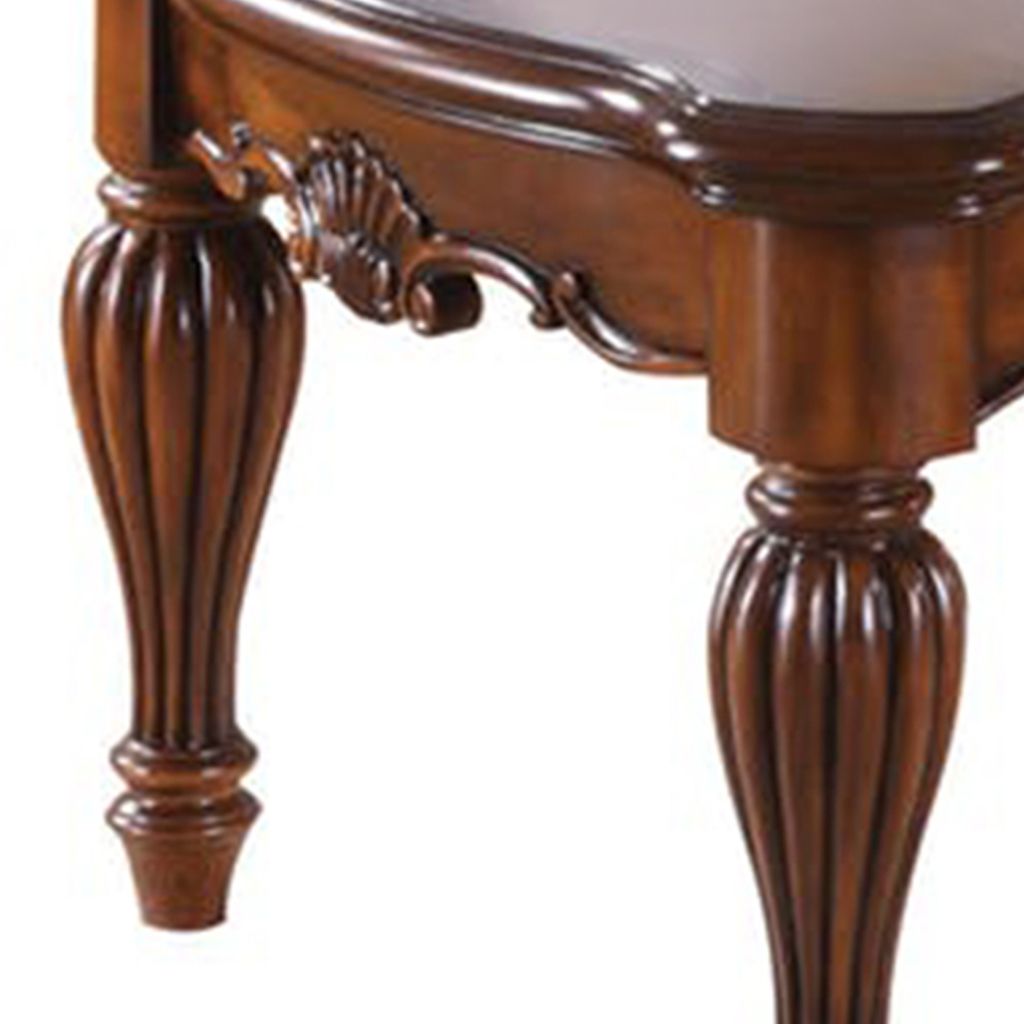 Vintage Rectangular Wooden Coffee Table with Fluted Legs, Cherry Brown - View 3