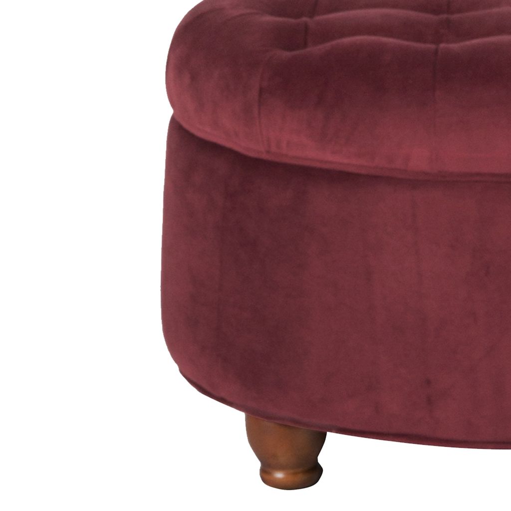 Velvet Upholstered Wooden Ottoman with Tufted Lift Off Lid Storage, Red - View 5