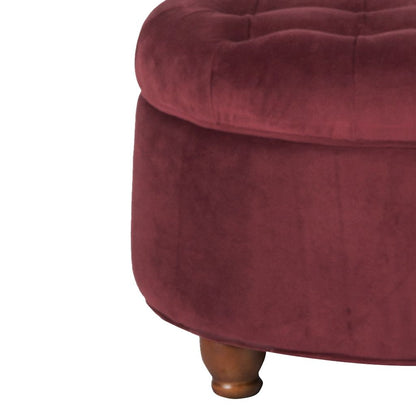 Velvet Upholstered Wooden Ottoman with Tufted Lift Off Lid Storage, Red - View 5