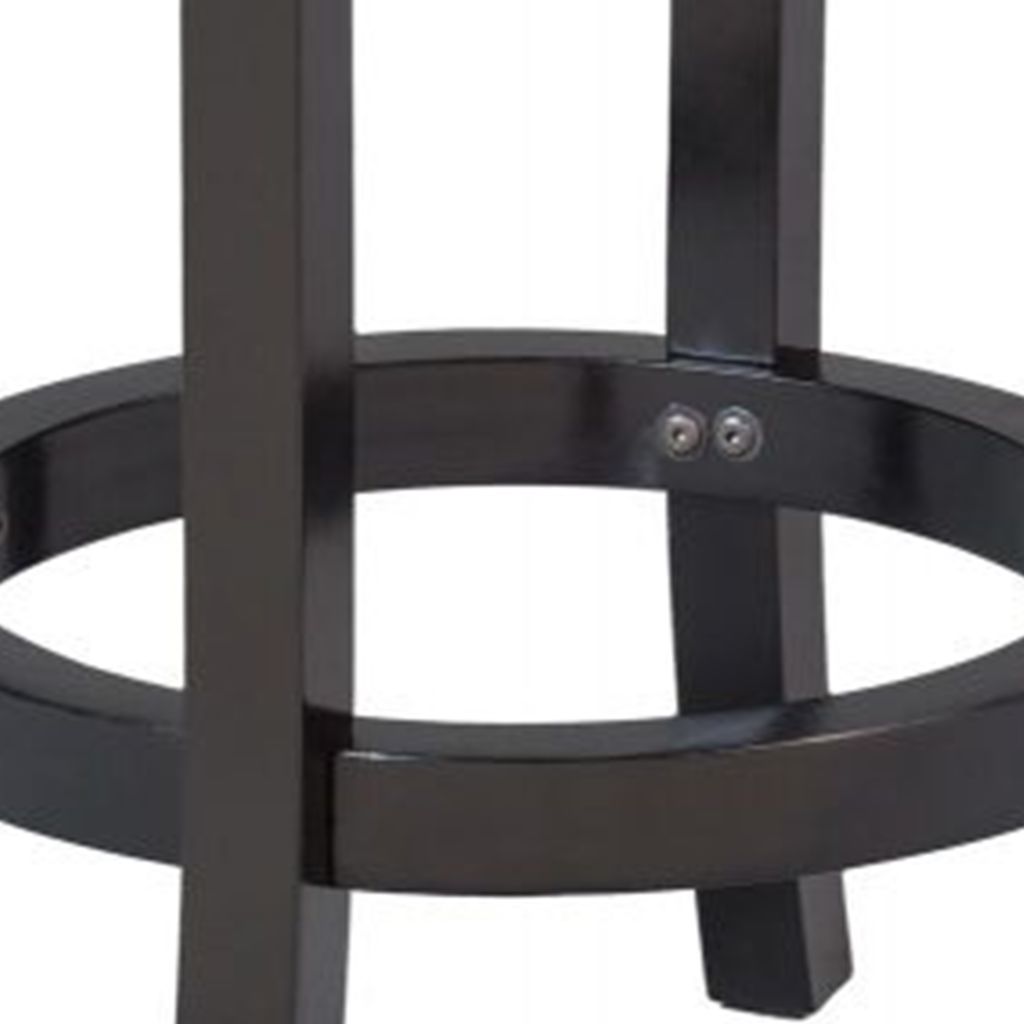 Nailhead Trim Round Leatherette Swivel Counter Stool with Flared Leg, Black - View 3