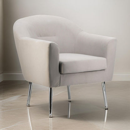 30 Inch Modern Accent Sofa chair, Curved, Ivory Fabric Upholstery - View 7