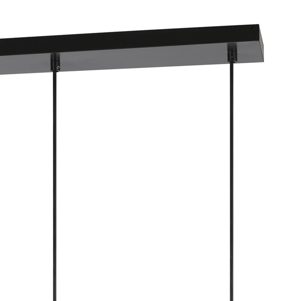 4 Light Metal Frame Pendant Fixture with Wooden and Glass Shades, Brown - View 3