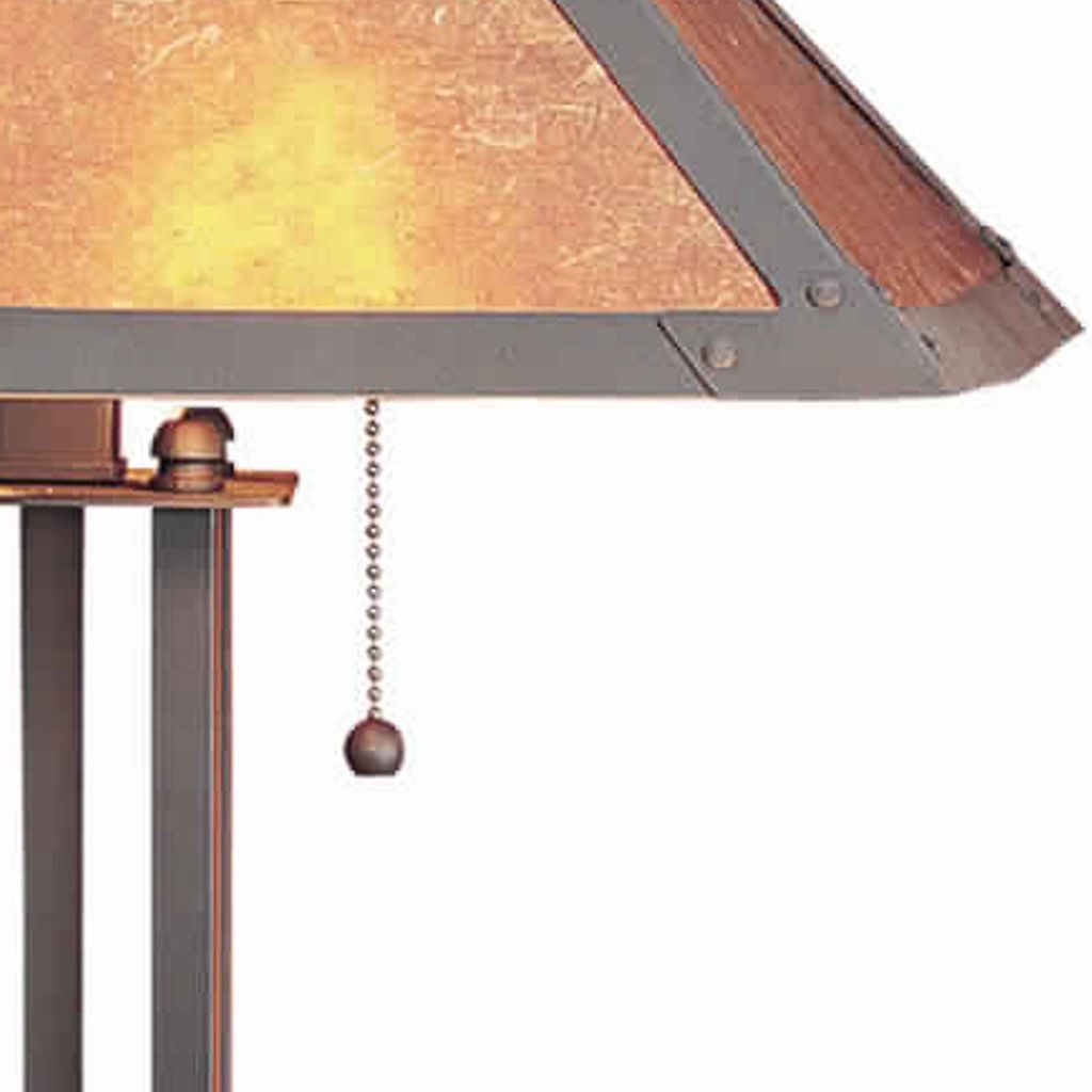 25 Inch Modern Ball Inlay Metal Body Table Lamp, Mica Shade, Bronze - View 3