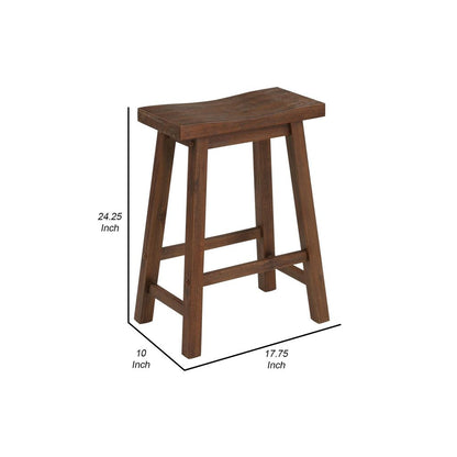 Saddle Design Wooden Counter Stool with Grain Details, Brown - View 5