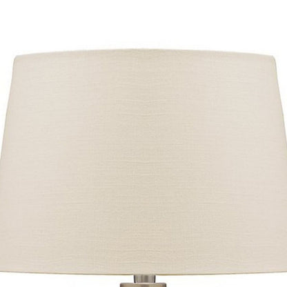 Mercury Glass Table Lamp with Drum Shade, Gold and Beige - View 2
