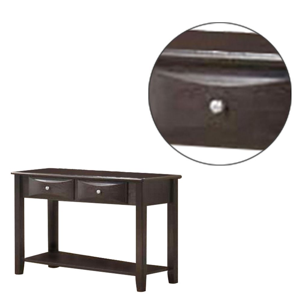 Wooden Console Table with 2 Spacious Drawers, Brown - View 4