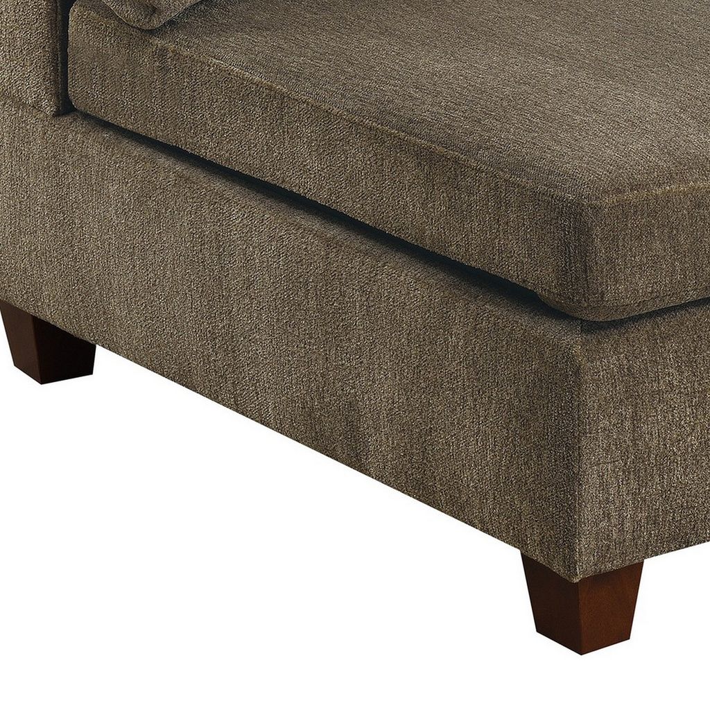 Fabric Armless Chair with Loose Back Pillows, Brown - View 4