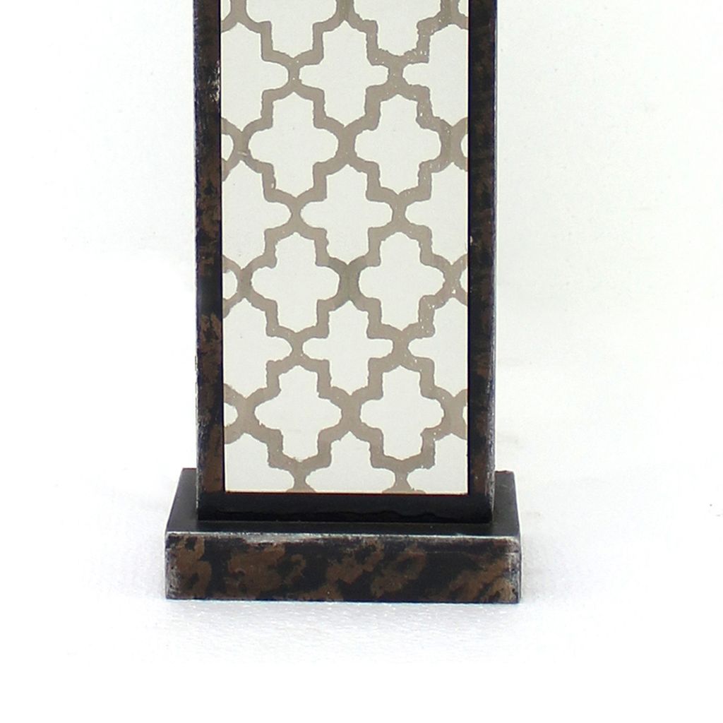 Rock Base Table Lamp Set of 2 with Drum Shade and Quatrefoil Pattern,Brown - View 4