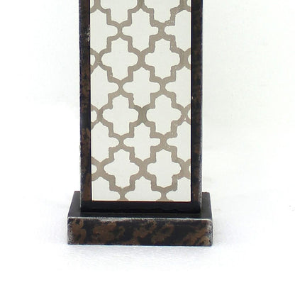 Rock Base Table Lamp Set of 2 with Drum Shade and Quatrefoil Pattern,Brown - View 4
