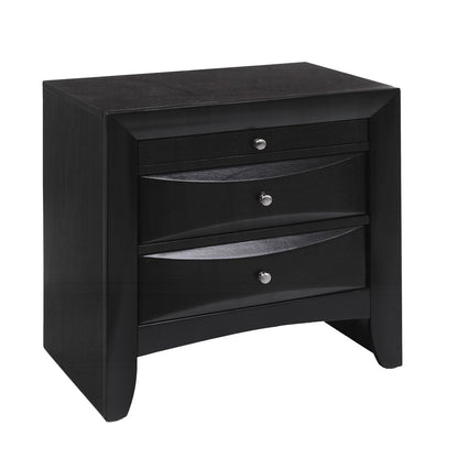 Contemporary 2 Drawer Wood  Nightstand By Ireland , Black