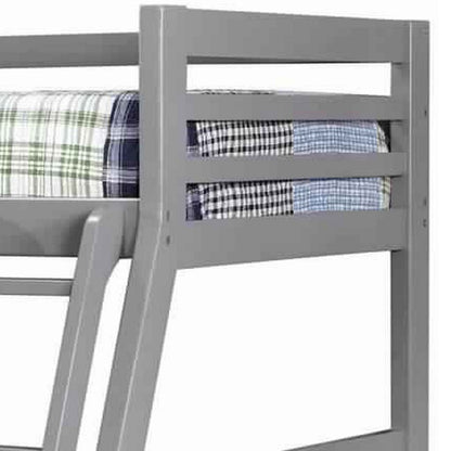 Transitional Twin Over Full Bed with Attached Ladder and Drawers, Dark Gray - View 4