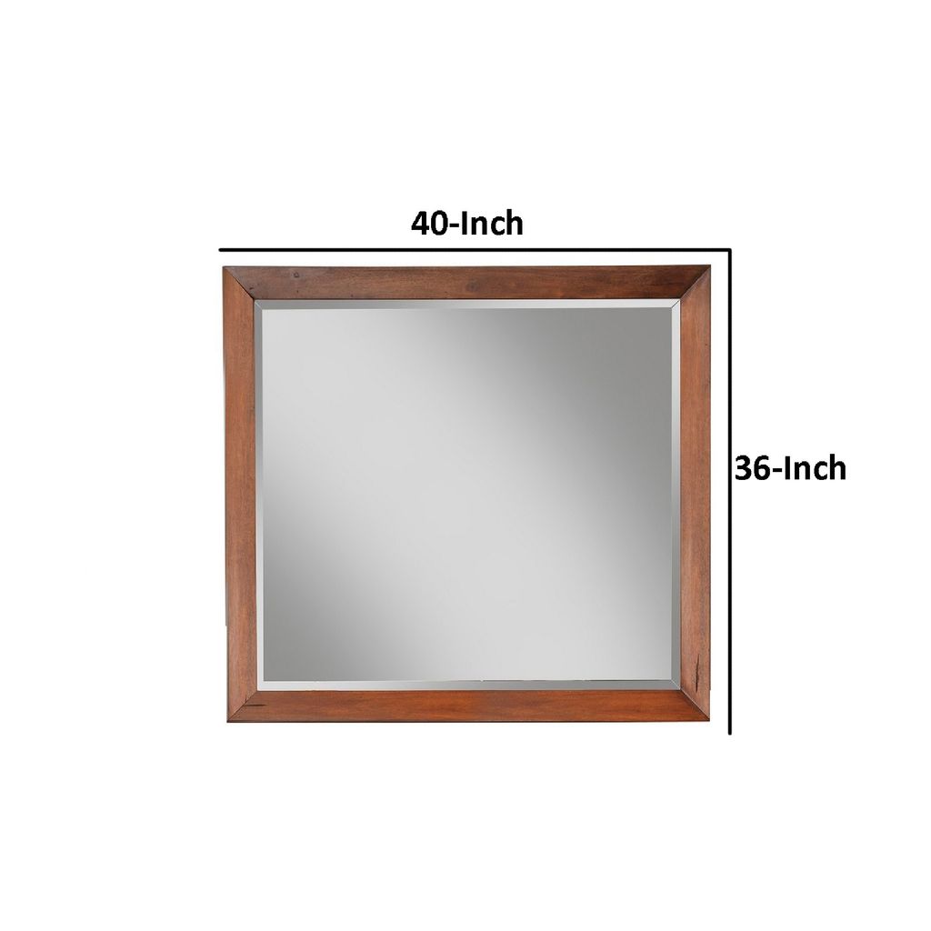 Rue 36 x 40 Rectangular Dresser Mirror, Mahogany Wood Frame, Warm Brown - View 5
