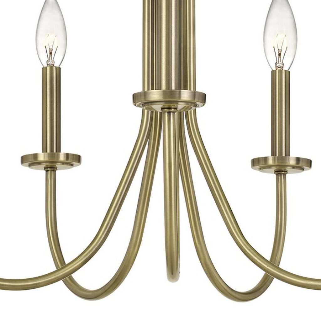 Metal Chandelier with 5 Candelabra Holders, Gold - View 5