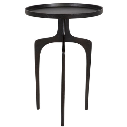 22 Inch Metal Round Accent Table, Three Curved Legs, Antique Brown - View 2