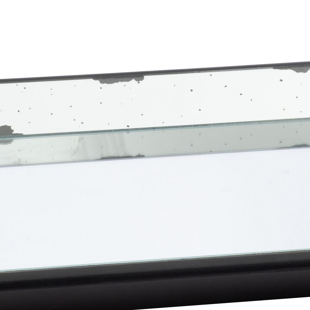 24 Inch Square Decorative Tray with Mirrored Surface, Modern Style, Black - View 3