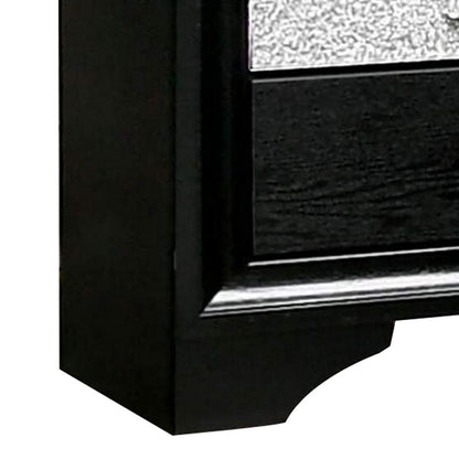 Nightstand with Silver Trim Accent and 1 Jewelry Drawer, Black - View 5