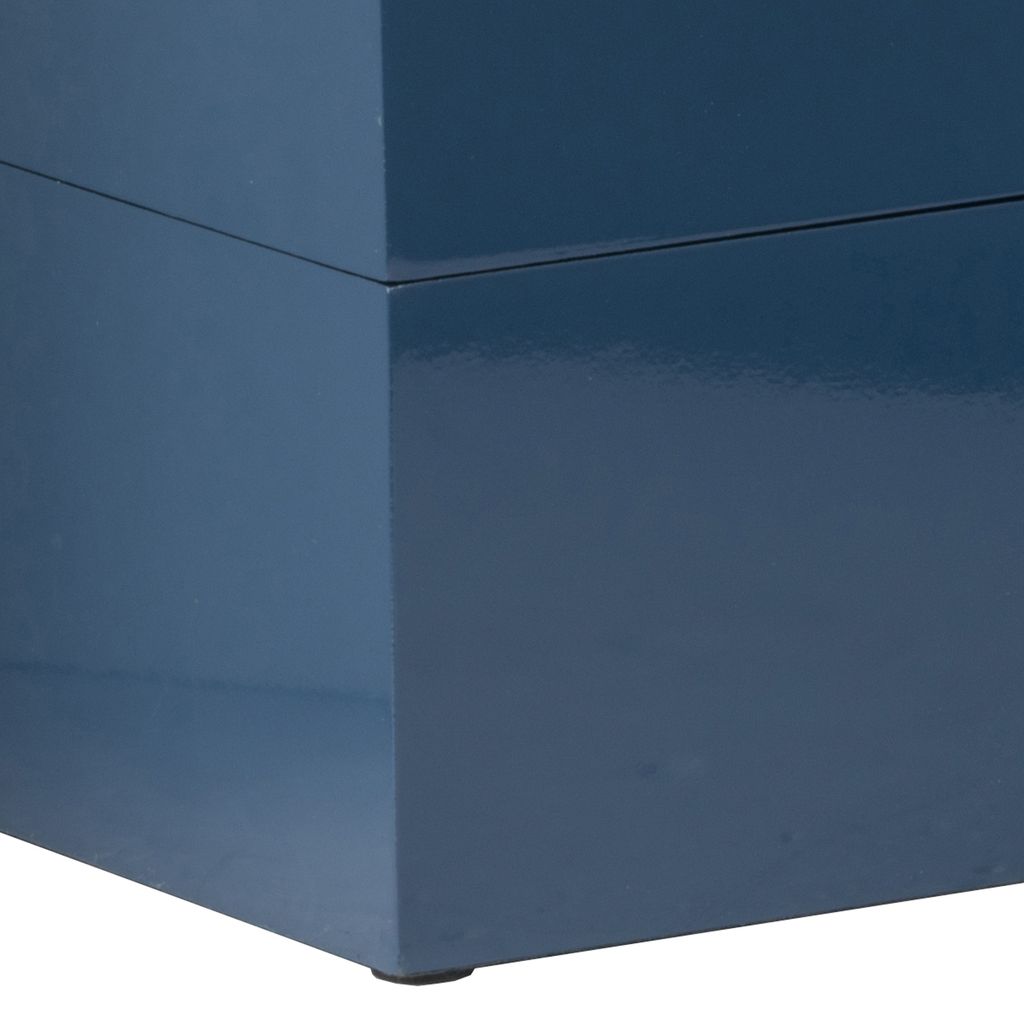 Neo 14, 11 Inch Set of 2 Decorative Boxes, Geometric Metal Accents, Blue - View 4