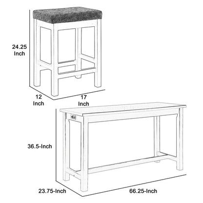 4 Pc 1 Drawer Counter Height Table with Backless Stools, White and Gray - View 5