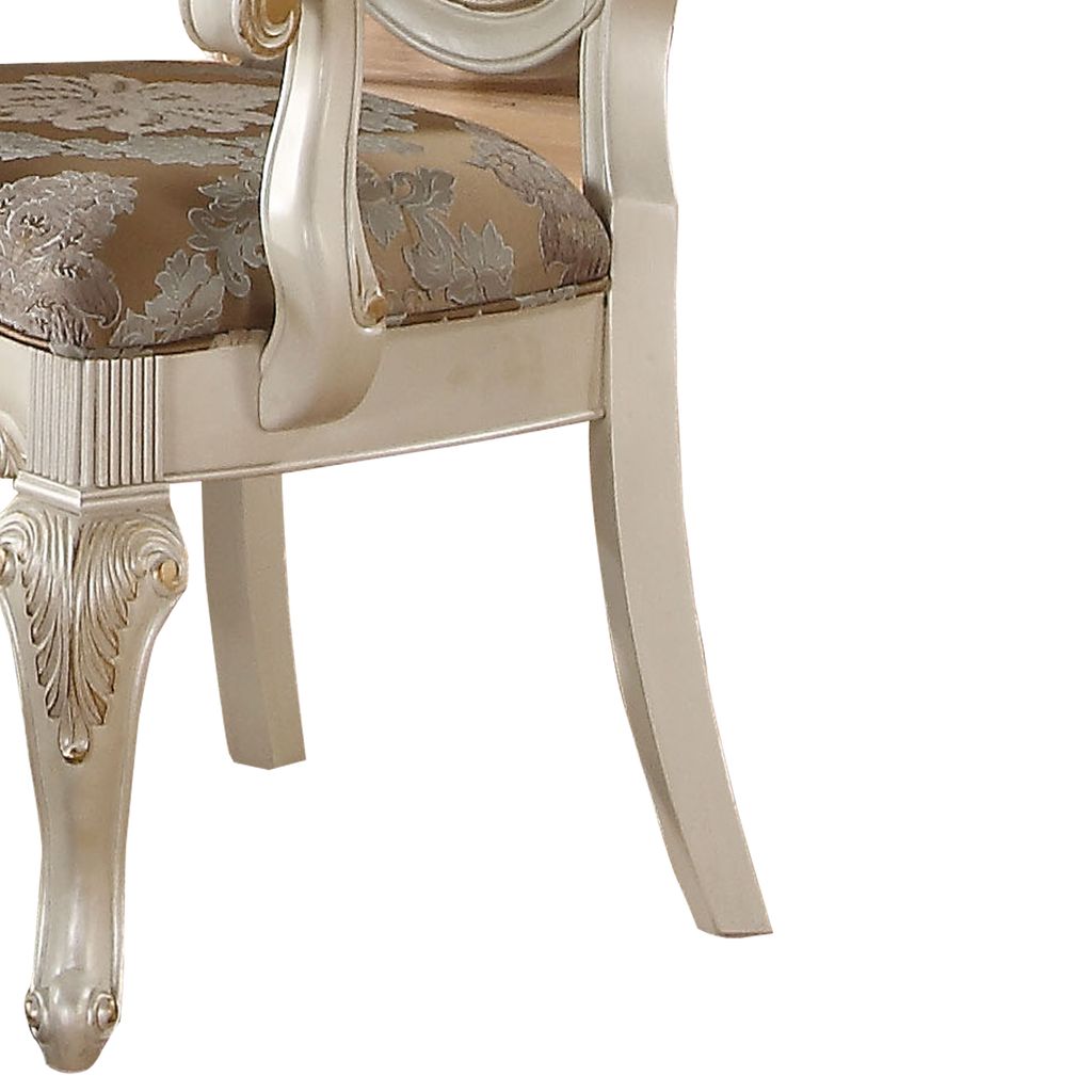 28 Inch Vegan Faux Leather Dining Side Chair, Set of 2, White, Gold - View 3