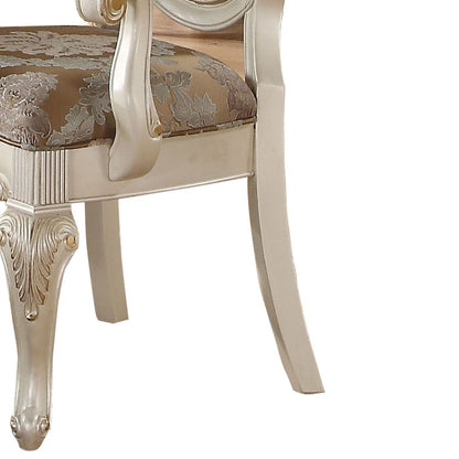 28 Inch Vegan Faux Leather Dining Side Chair, Set of 2, White, Gold - View 3