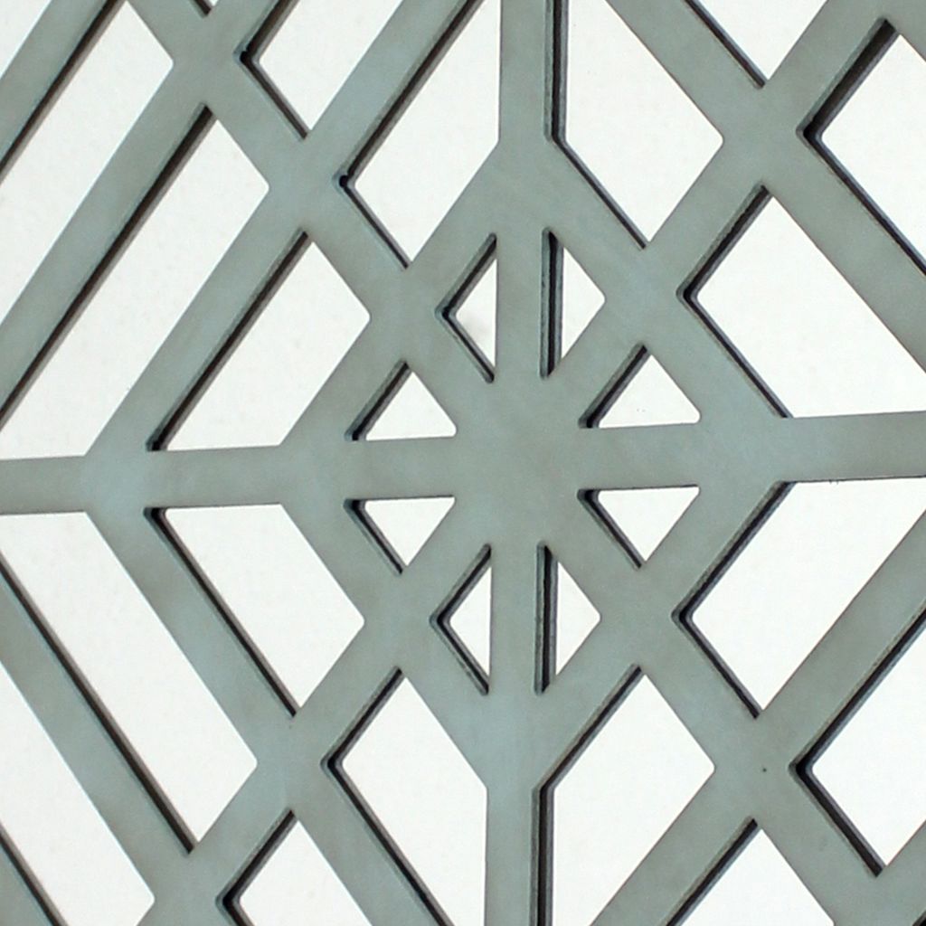 Contemporary Mirrored Wall Decor Set of 2 with Geometric Overlay on Top, Blue and Silver - View 3