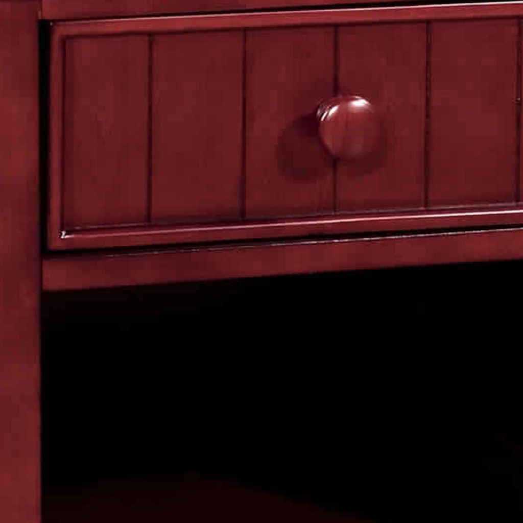 Wooden Night Stand With One Drawer And Open Shelf In Cherry Brown - View 3