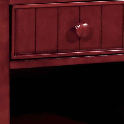 Wooden Night Stand With One Drawer And Open Shelf In Cherry Brown - View 3