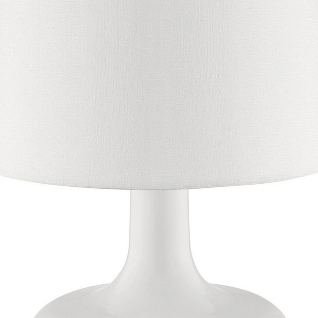 Table Lamp with Teardrop Metal Base and Fabric Shade, White - View 2