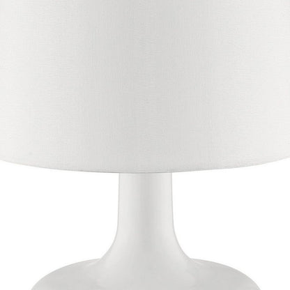 Table Lamp with Teardrop Metal Base and Fabric Shade, White - View 2