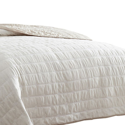 Veria 3 Piece King Quilt Set with Channel Stitching The Urban Port, Cream and Beige - View 5