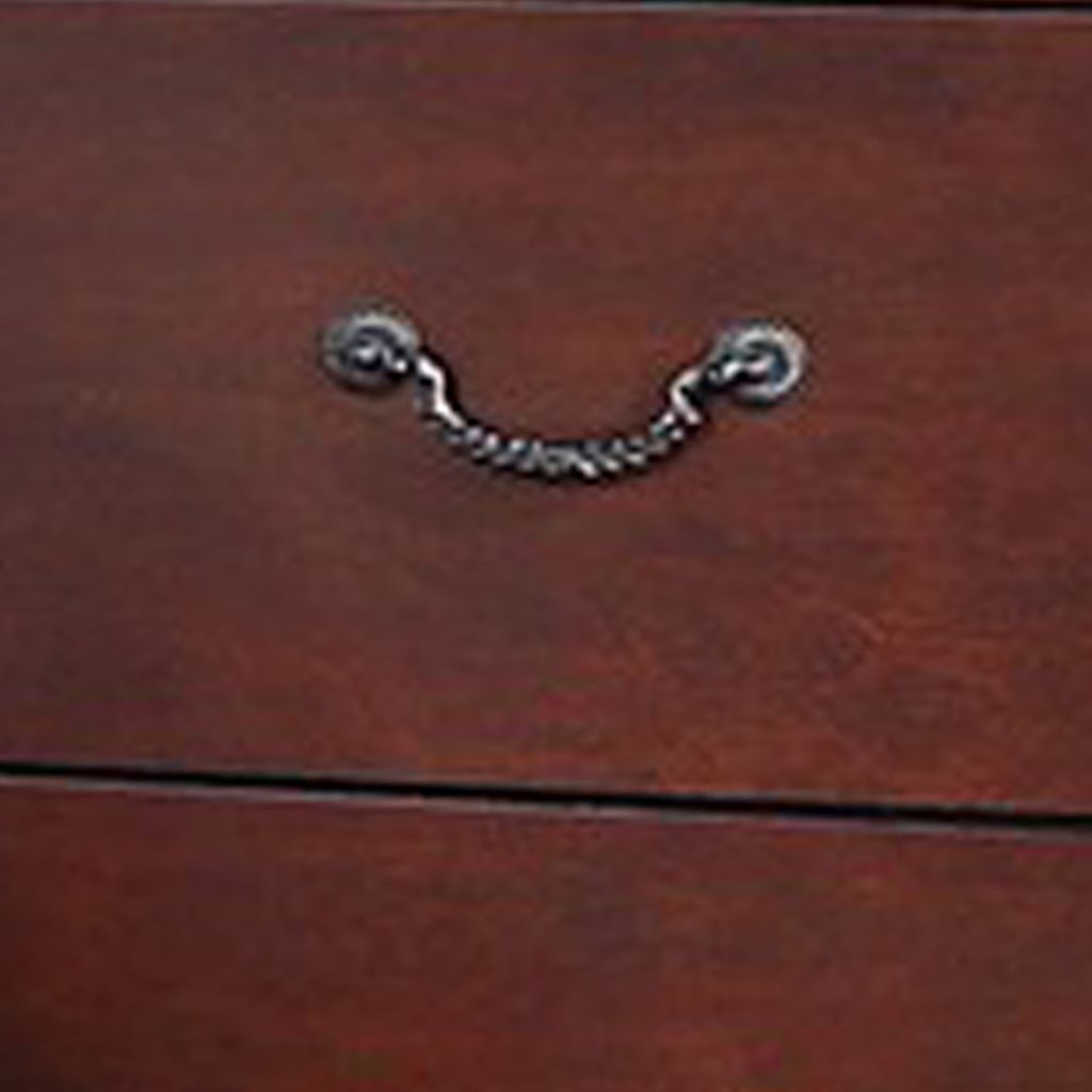 Bran 27 Inch 2 Drawer Nightstand, Pine Wood, Grain Details, Cherry Brown - View 3