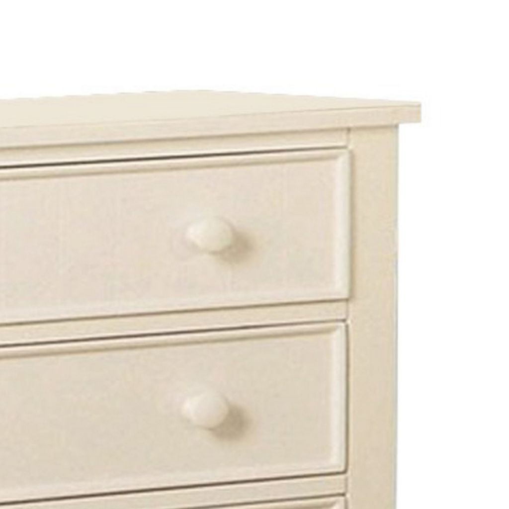 Sophisticated 5 Drawers Wooden Chest, White - View 3