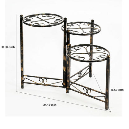 3 Tier Heart Clover Design Round Top Metal Plant Stand, Black - View 6