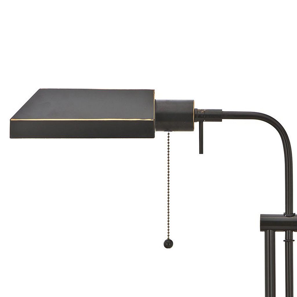 Metal Rectangular Desk Lamp with Adjustable Pole, Black - View 2