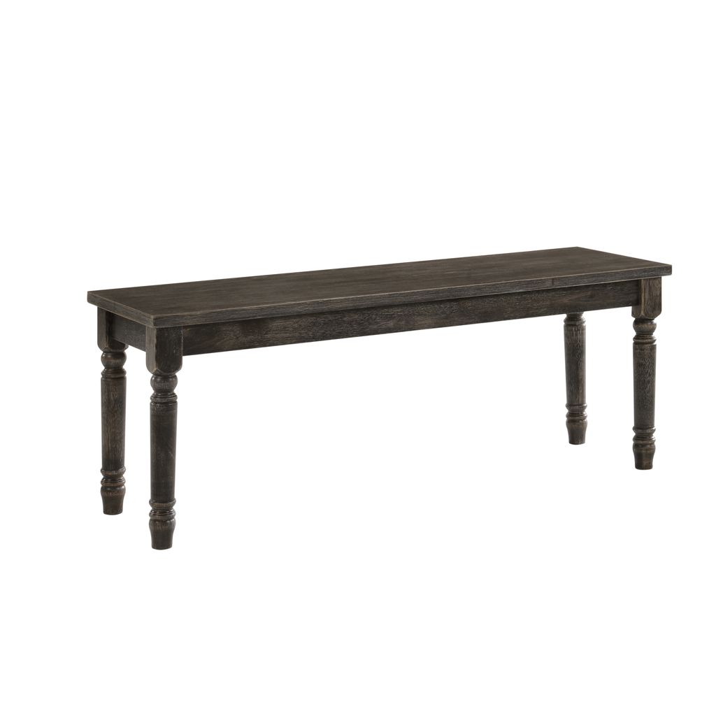 Transitional Style Rectangular Wooden Bench with Turned Legs, Bench