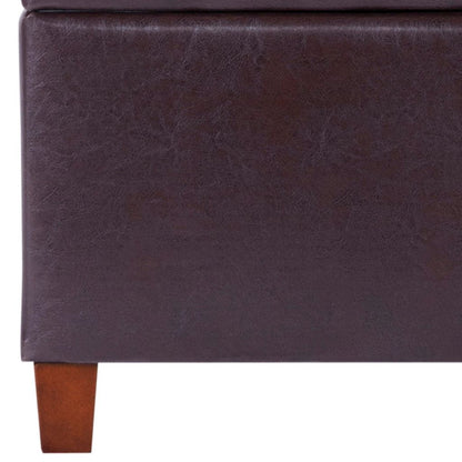 Square Shape Leatherette Upholstered Wooden Ottoman with Tufted Lift Off Lid Storage, Brown - View 5