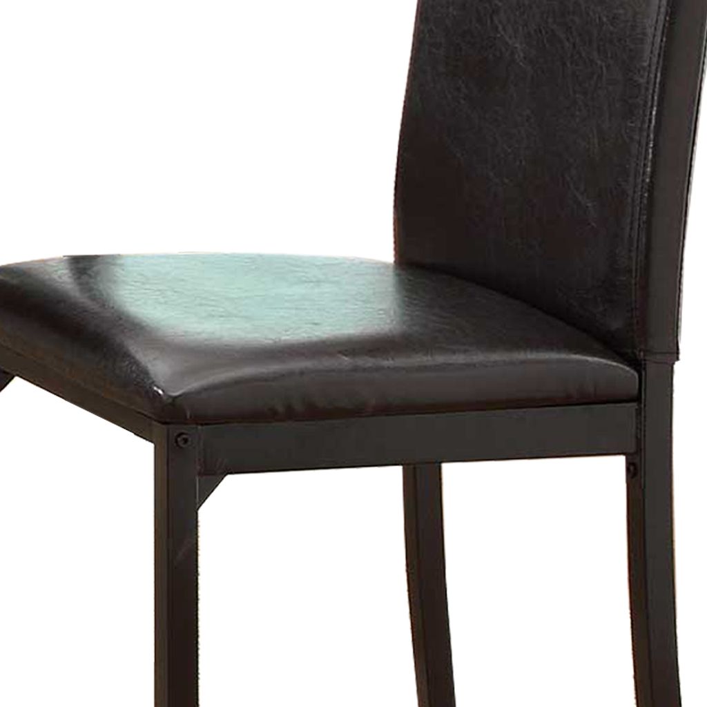 Leatherette Upholstered Counter Height Metal Frame Side Chair, Dark Brown (Set of 4) - View 5