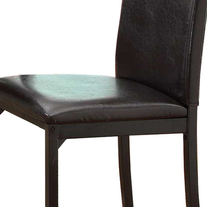 Leatherette Upholstered Counter Height Metal Frame Side Chair, Dark Brown (Set of 4) - View 5