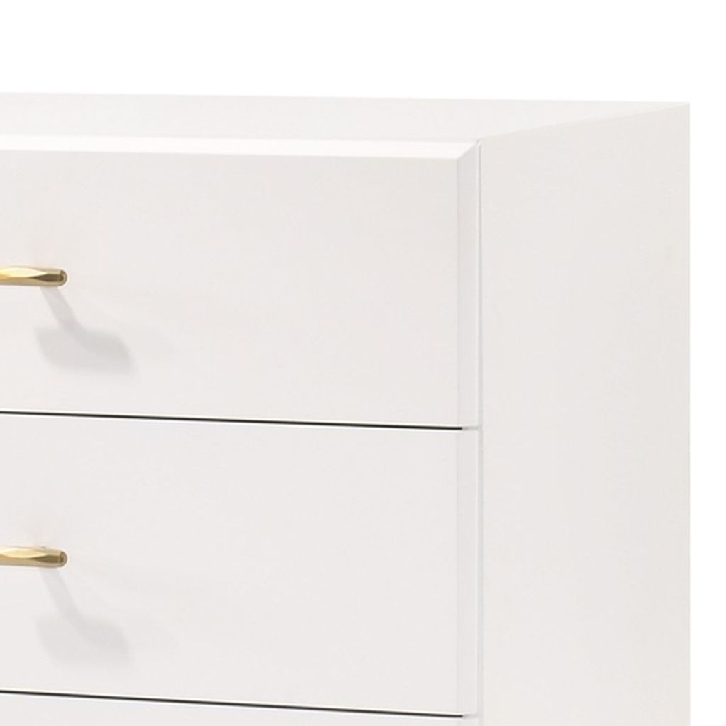 6 Drawer Wooden Dresser with Metal Hairpin Legs, White and Gold - View 4