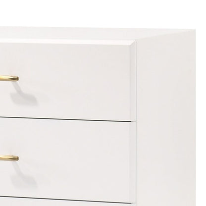 6 Drawer Wooden Dresser with Metal Hairpin Legs, White and Gold - View 4